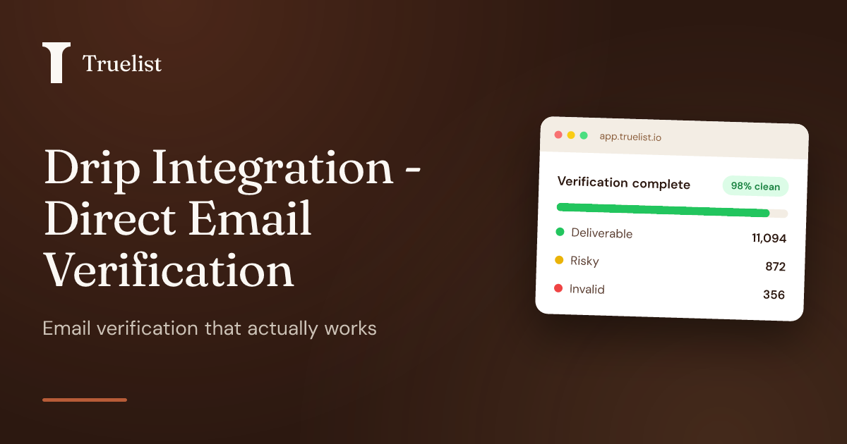 Drip Integration - Direct Email Verification | Truelist