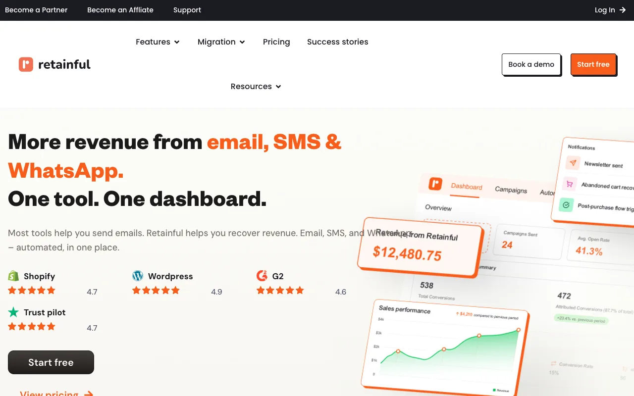 Retainful homepage